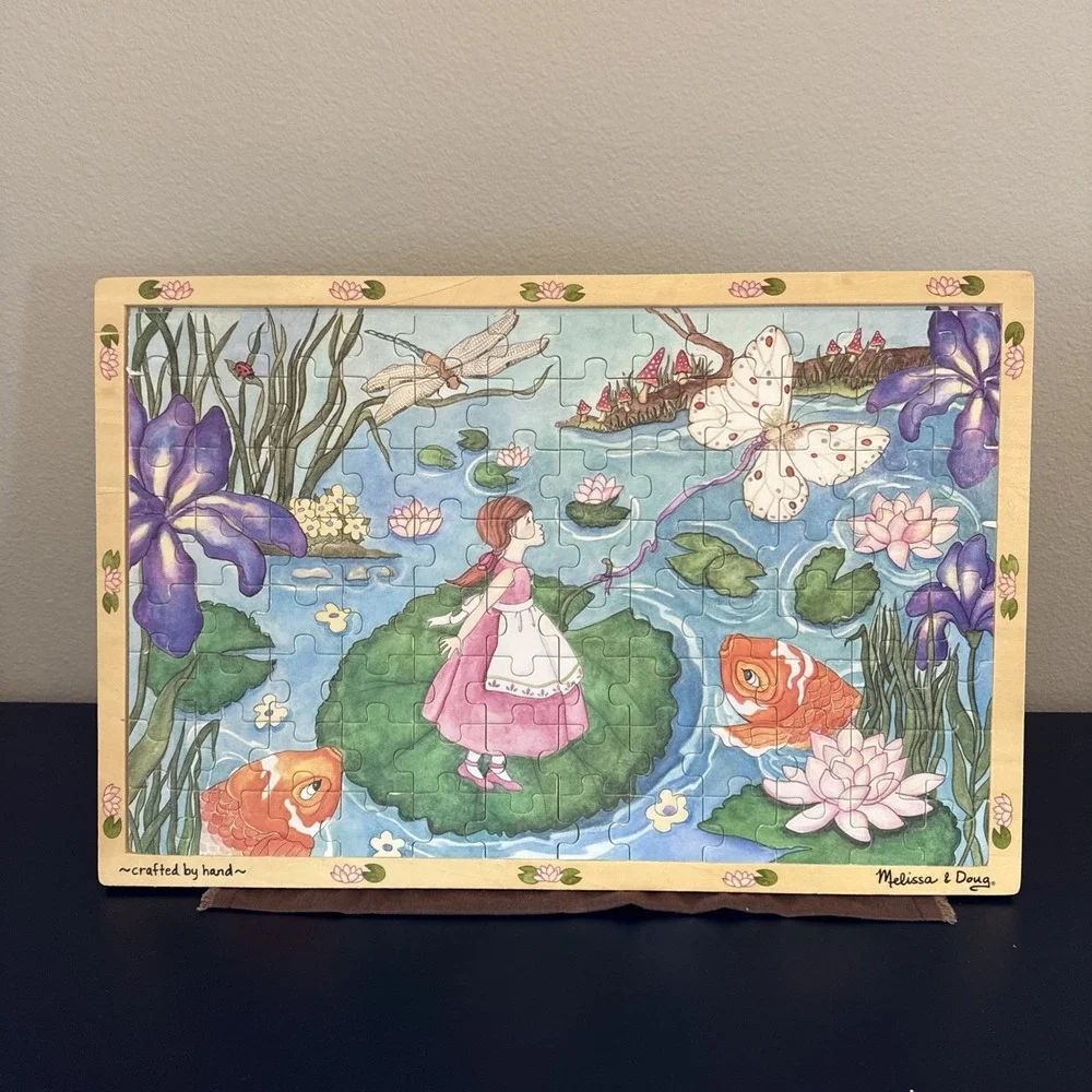 Melissa & Doug Lily Pad Journey 96 Piece Wooden Jigsaw Puzzle COMPLETE‎